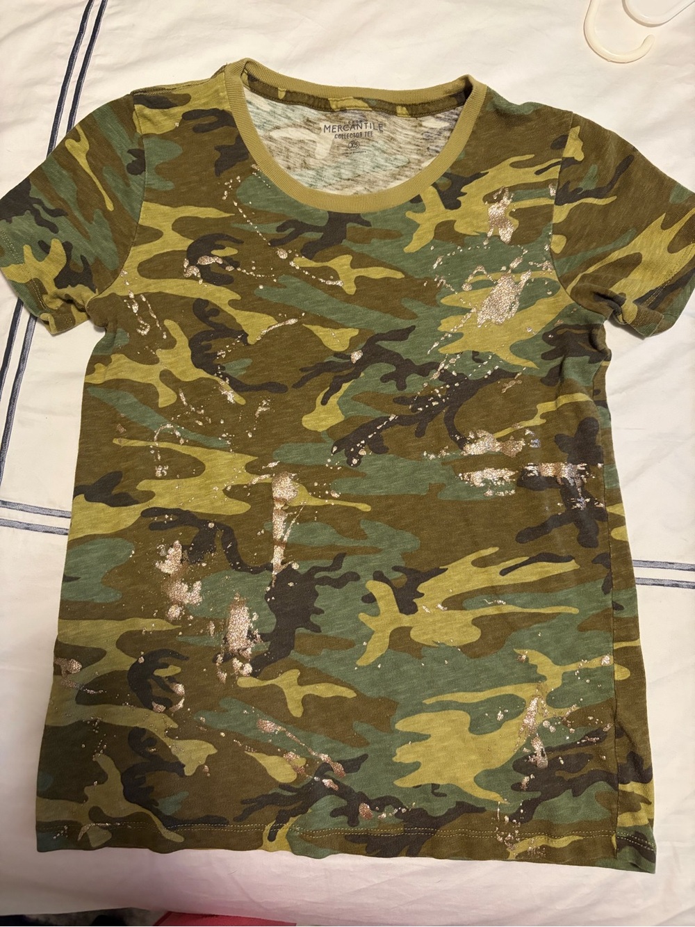 Womens J Crew Merchantile Camo Short Sleeve Tee with Metallic Detail - sz XS